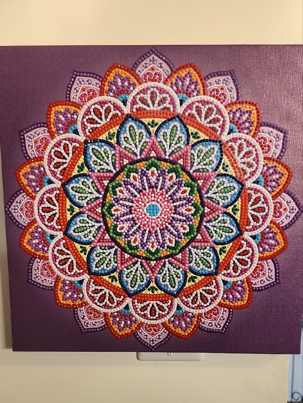 Diamond Painting finished. Purple Mandala Canvas Wall Art - Picture 2 of 7